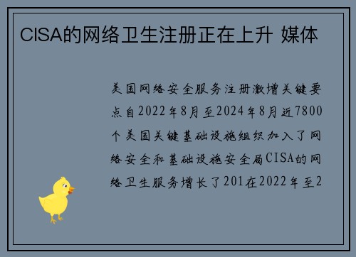 CISA的网络卫生注册正在上升 媒体 CISA的网络卫生注册正在上升 媒体